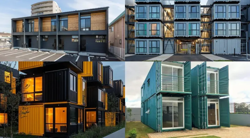 Composição com construções de estilos modernos